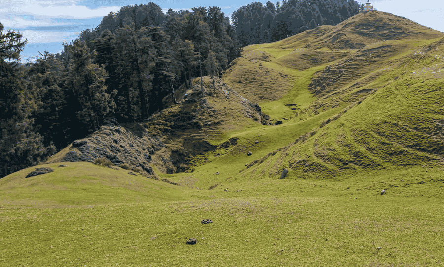 Moila Bugyal landscape, Budher Caves trek, Uttarakhand.