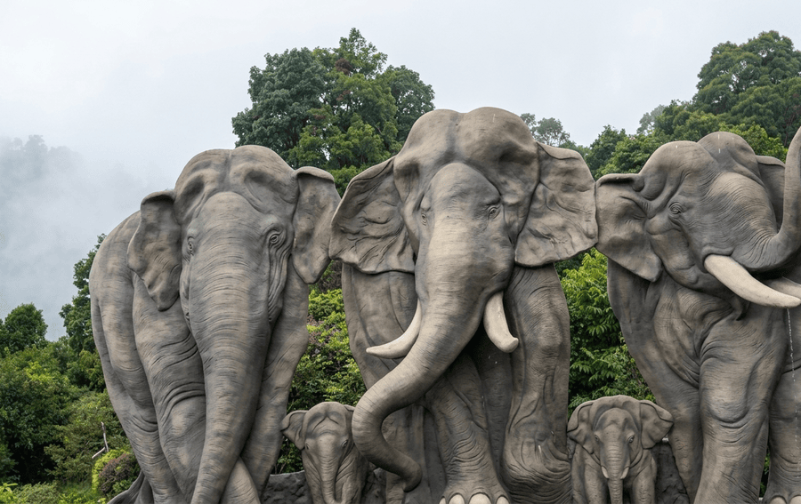 "Close-up of the front-facing elephant carvings in Kodaikanal, a key attraction for travelers exploring the best places to visit in South India."