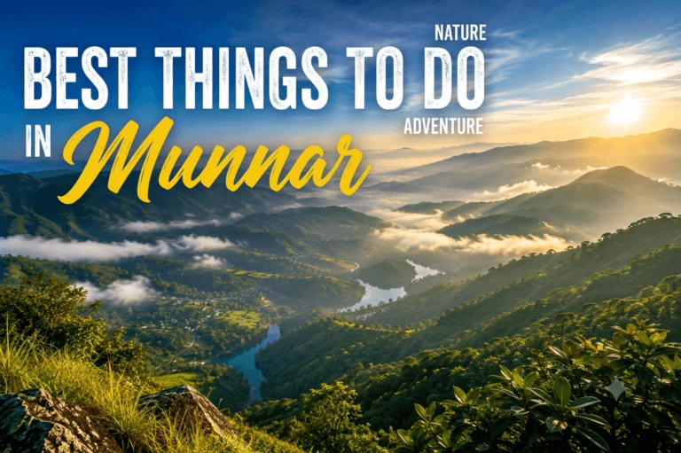 “Best things to do in Munnar with sunrise mountain view, misty valleys and scenic landscape in Kerala”