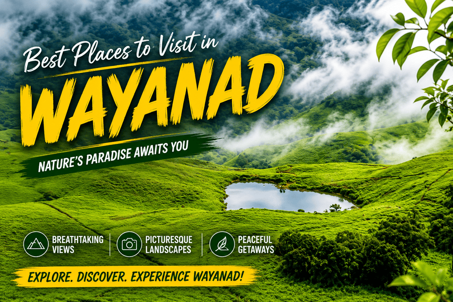 Best Places to Visit in Wayanad featuring lush green hills and misty landscapes