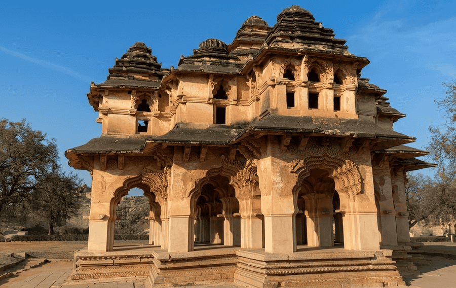 Lotus Mahal palace architecture, a major highlight among the best places to visit in Hampi.