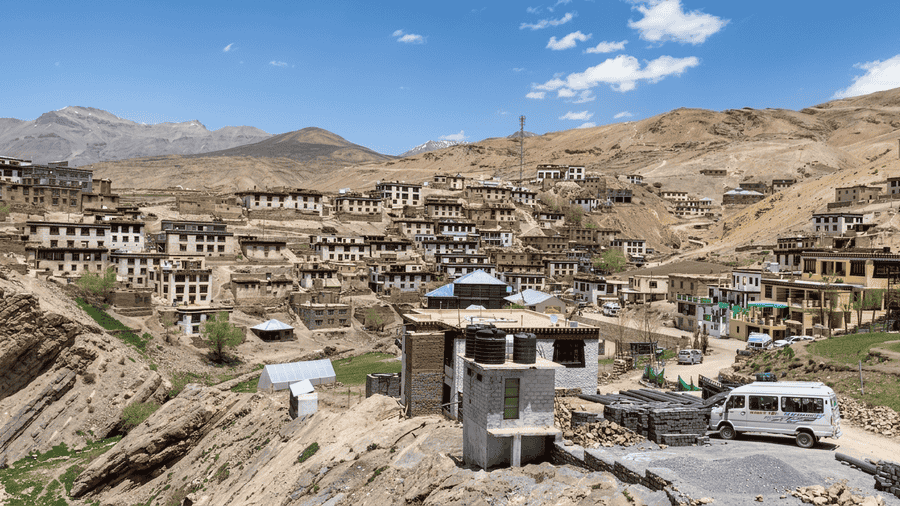 A panoramic view of Kibber Village in Spiti Valley, a highlight of our Spiti Itinerary for 3 Days.