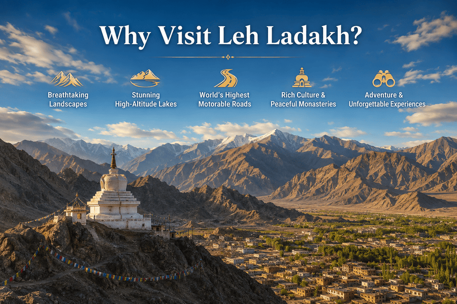 Why visit Leh Ladakh itinerary scenic mountains, monasteries, and high altitude landscape view