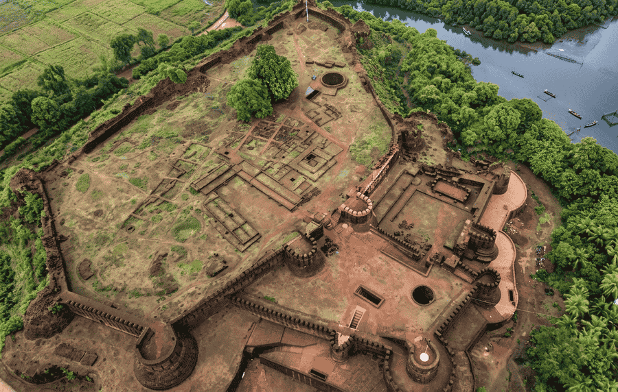 Scenic Mirjan Fort surrounded by green fields near Gokarna - best places to visit Gokarna guide