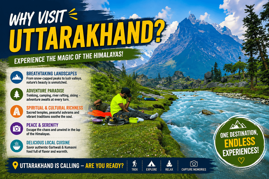 Why Visit Uttarakhand for breathtaking Himalayan landscapes, rivers, adventure and peaceful escapes