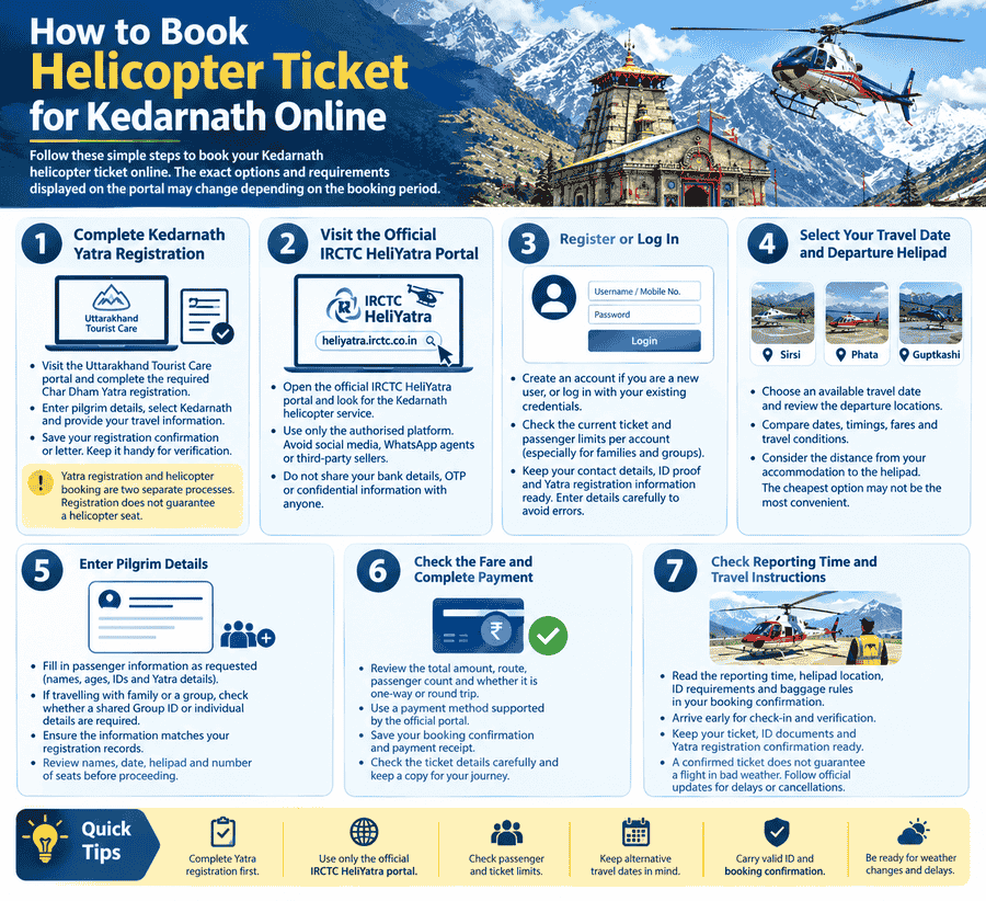 How to Book Helicopter Ticket for Kedarnath in 2026 with step-by-step online booking instructions